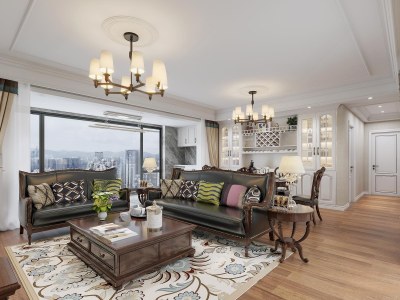 美式客餐厅3D模型下载